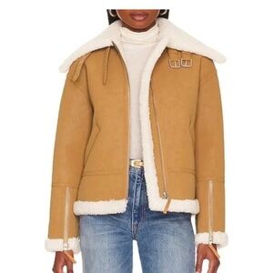 Song of Style Tan Shearling Lined Jacket Small